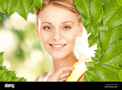 Beautiful Woman With Calla Flower Stock Photo Alamy