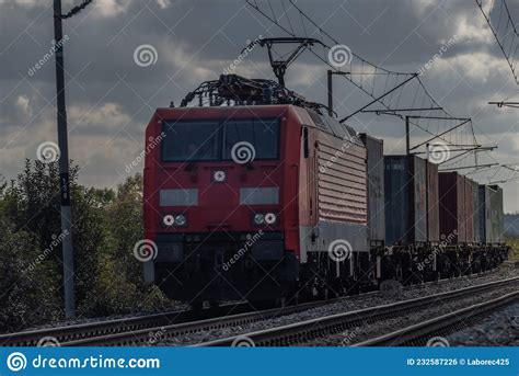 Trains With Locomotives Near Steti Town In Autumn Color Day Stock Photo