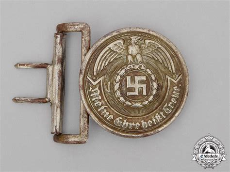 Germany Ss An Early Issue And Rare Officers Belt And Buckle In Nickel