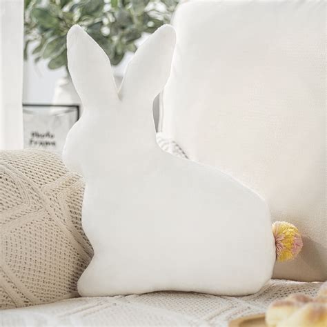 Phantoscope Kids Pillow Rabbit Shape With Pom Pom Soft Plush Series