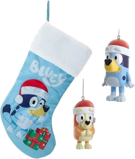 Bluey And Bingo Christmas Ornaments And Stocking Set Of 3 2 Holiday Tree