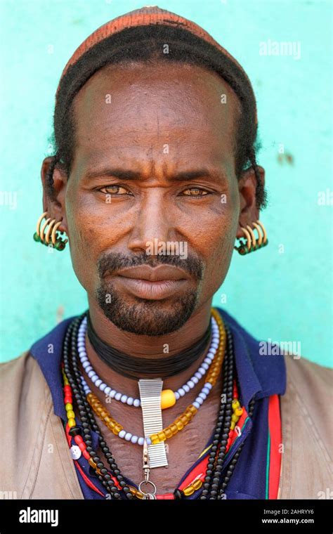 Portrait Of A Man From Hamer Tribe Omo Valley Ethiopia Stock Photo
