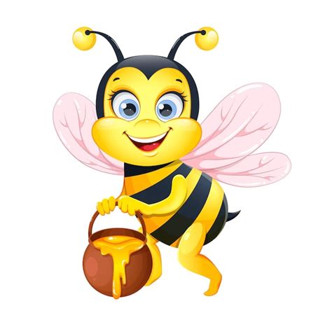 Premium Vector Cute Cartoon Bee Funny Honeybee Cartoon Character