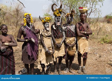 A Group Of Women From The Mursi Tribe The Omo Valley Ethiopia Pose For Photos Editorial