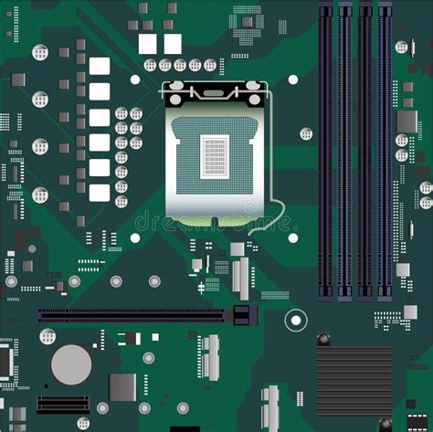 Realistic Motherboard In Vector Stock Vector Illustration Of