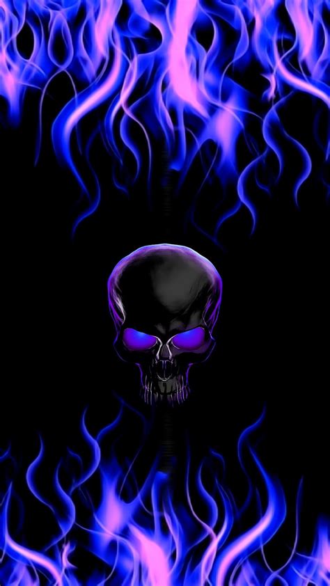 New Black And Purple Skull The Black Posters Flaming Skull Hd Phone