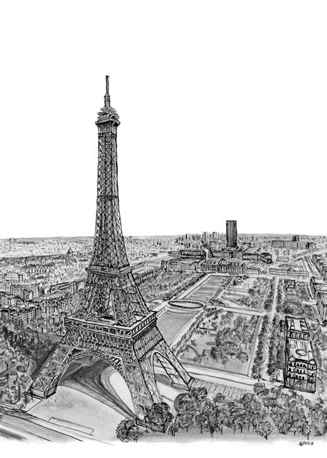 Eiffel Tower Drawing Paris France Eiffel Tower Drawing Eiffel