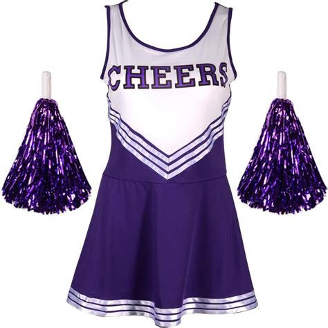 Robe Jupe Deguisement Costume Pom Pom Girl Cheerleaders Sport Violet M34 36 Amazonfr Jeux