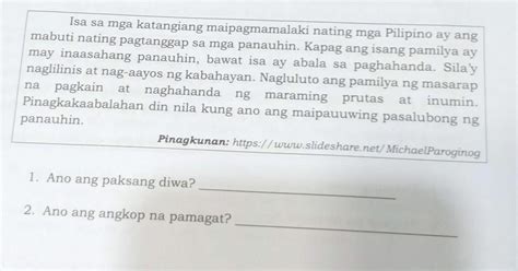 Ano Ang Paksang Diwa Brainlyph