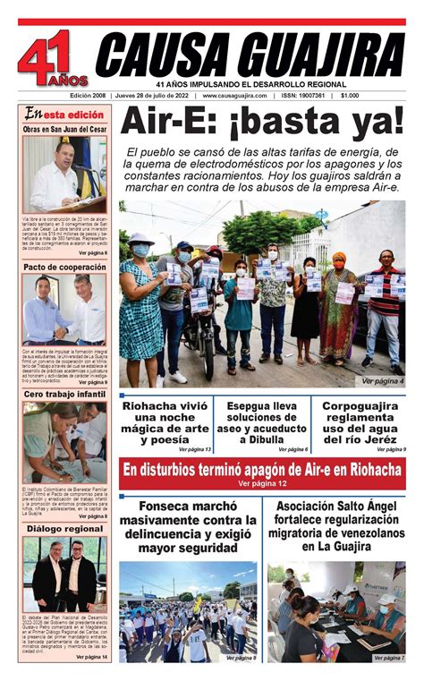 Causa Guajira 40 Años Impulsando El Desarrollo Regional El Periódico De Mayor Tradición En El