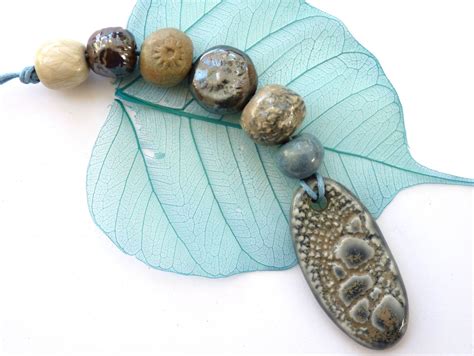 Ceramic Pendant Focal Beads Set Handmade Supplies Jewelry Making