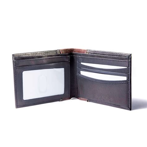 Two Tone Leather Passcase Wallet Black Brown Isaac Mizrahi