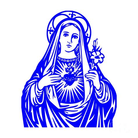 Immaculate Heart Of Mary Symbol In Blue Digital Art By Rose Santuci