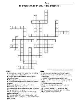 Are you an avid crossword solver but get a little stumped every now and then? French - Food Crossword - Lunch Dinner Dessert