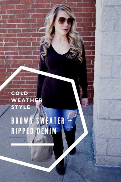 never ending winter fashion [brown sweater ripped denim] covet by tricia