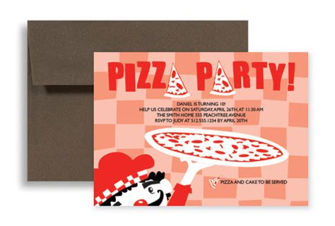 kids pizza party microsoft word birthday invitation