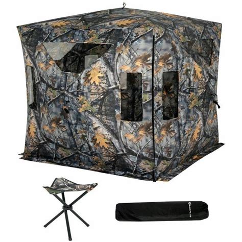 Goplus Portable 2 Person Ground Blind And Stool Set 11599 At Walmart
