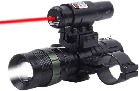 Higoo Tactical Red Laser Dot Sight Led Zoomable Flashlight With