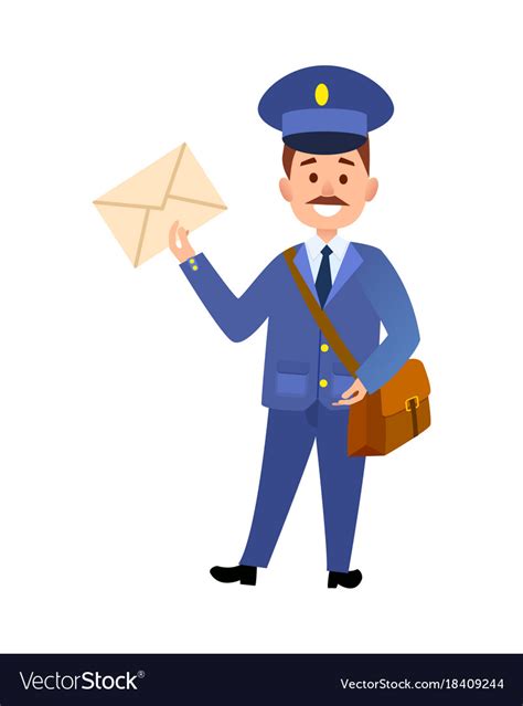 Postman Delivering Letter Isolated Cartoon Vector Image
