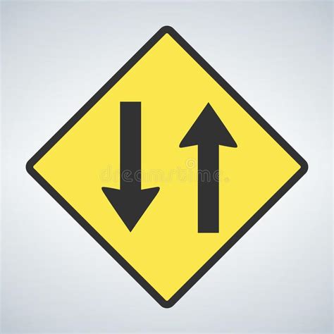 Traffic Sign Two Way Traffic Ahead Sign On White Background Vector