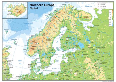 Northern Europe Physical Map Tiger Moon