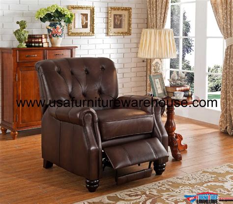 Covington 100 Genuine Brown Tufted Leather Recliner