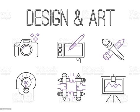 Art Icons Set Vector Illustration Design Linear Symbols Artistic