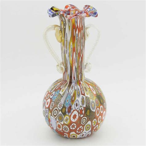 Murano Glass Vases Golden Quilt Murano Glass Millefiori Vase
