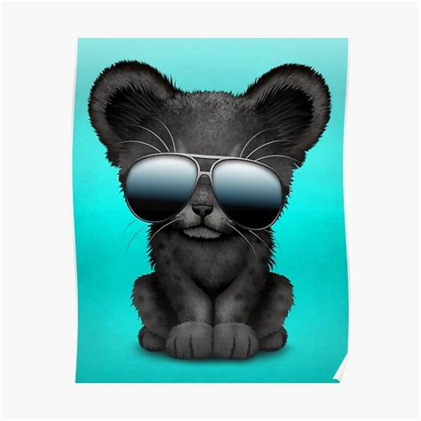 Cute Baby Black Panther Wearing Sunglasses Poster By Jeffbartels