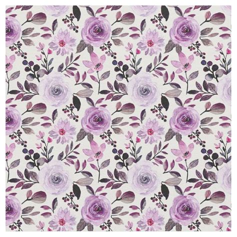 Girly Lavender Purple Roses Watercolor Floral Fabric Purple Roses