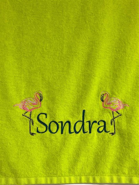 Personalized Flamingo Beach Towelembroideredmothers Day Etsy