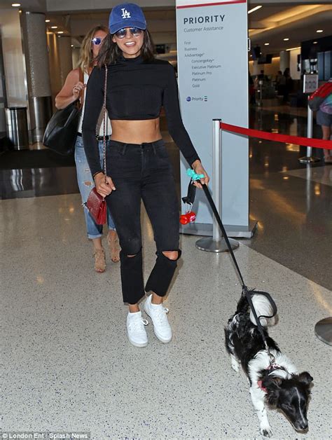 Nina Dobrev Shows Off Toned Tum In Cropped Top At Lax Daily Mail Online