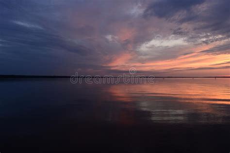 Twilight Glow Of The Sky Nightfall On A Lake Stock Image Image Of