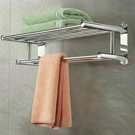 Liphom Wall Mount Towel Rack Bathroom Hotel Rail Holder Stainless Steel