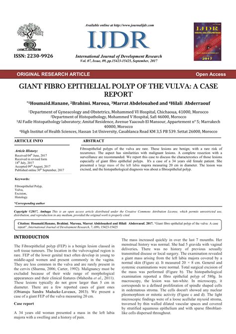 PDF GIANT FIBRO EPITHELIAL POLYP OF THE VULVA A CASE REPORT