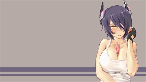 Wallpaper Kantai Collection Anime Girls Purple Hair Yellow Eyes