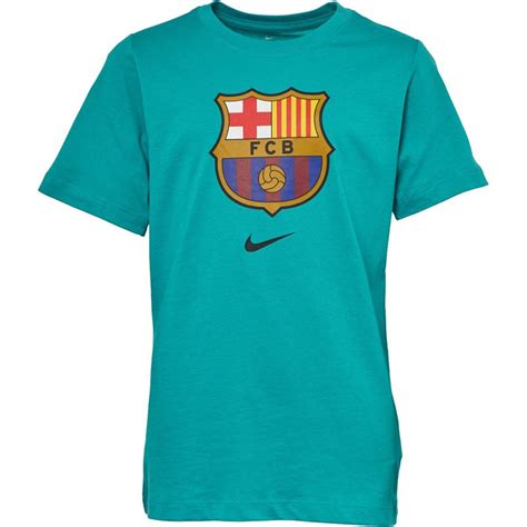 Buy Nike Junior Fcb Barcelona Evergreen Crest T Shirt Obsidiangold Metal