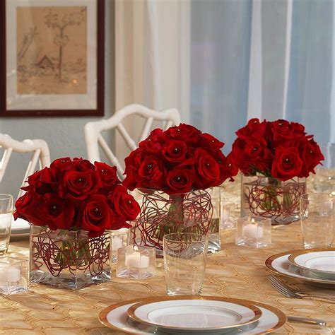 Simple Red Rose Centerpieces Red Wedding Centerpice