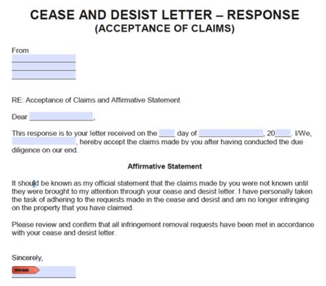 Simply find the template you want from the selection. Free Cease and Desist Response Letters - Templates and ...
