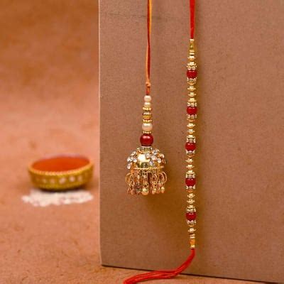 Bhaiya Bhabhi Rakhi With Beads Pearl Stones Gift Send Rakhi Gifts