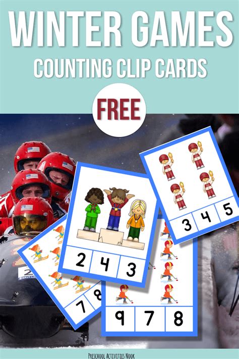 Preschool Winter Olympics Counting Clip Cards