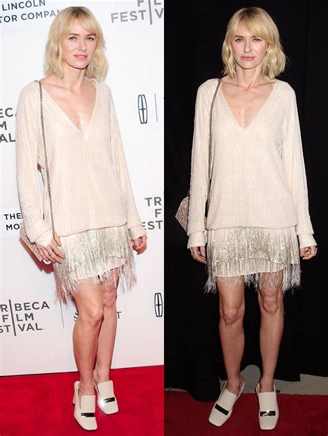 Naomi Watts Wears Sloppy Sergio Rossi Sr1 Loafers With Bland Beige Outfit
