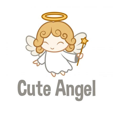 Cartoon Cute Angel Character Mascot Logo Premium Vector Premium
