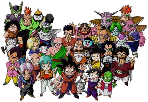 Doragon bōru) is a japanese anime television series produced by toei animation.it is an adaptation of the first 194 chapters of the manga of the same name created by akira toriyama, which were published in weekly shōnen jump from 1984 to 1995. Dragon Ball Z Characters PNG Image | PNG Mart