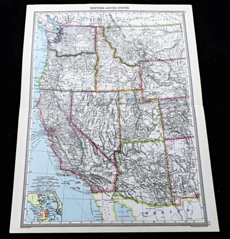 Antique Map Of The Western United States Of America California Nevada