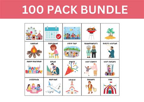 100 Daily Kids Activity Cards I Visual Activity Cards Toddler Preschool