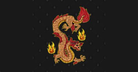 Vintage Fire Chinese Dragon T Print Asian Culture Zip Print
