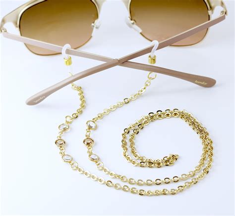 Swarovski Topaz Gold Eyeglass Chain Glasses Chain Designer Etsy