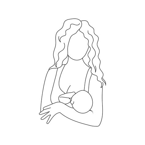 Premium Vector Breastfeeding Mother Outline Illustration