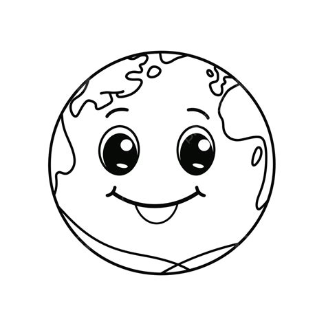 Cute Earth Coloring Pages Planet Earth Outline Sketch Drawing Vector